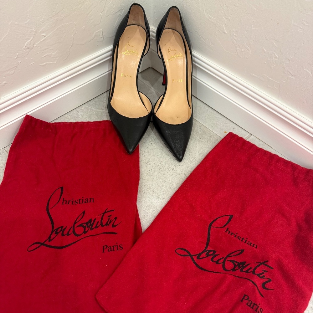 Christian Louboutin Pigalle 100 Black Leather Pumps